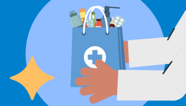 Imagem de pessoa segurando uma sacola de farmácia