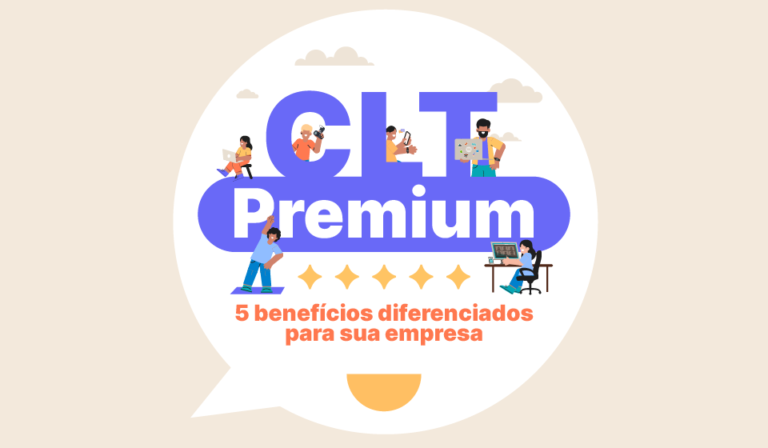 Ilustração mostra colaboradores celebrando benefícios corporativos inovadores