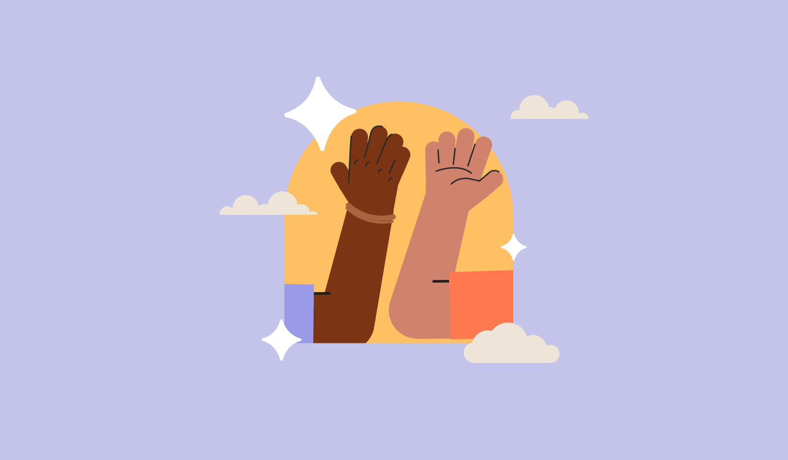 Ilustração de duas mãos se apoiando para ilustrar a importância do apoio ao combate da depressão