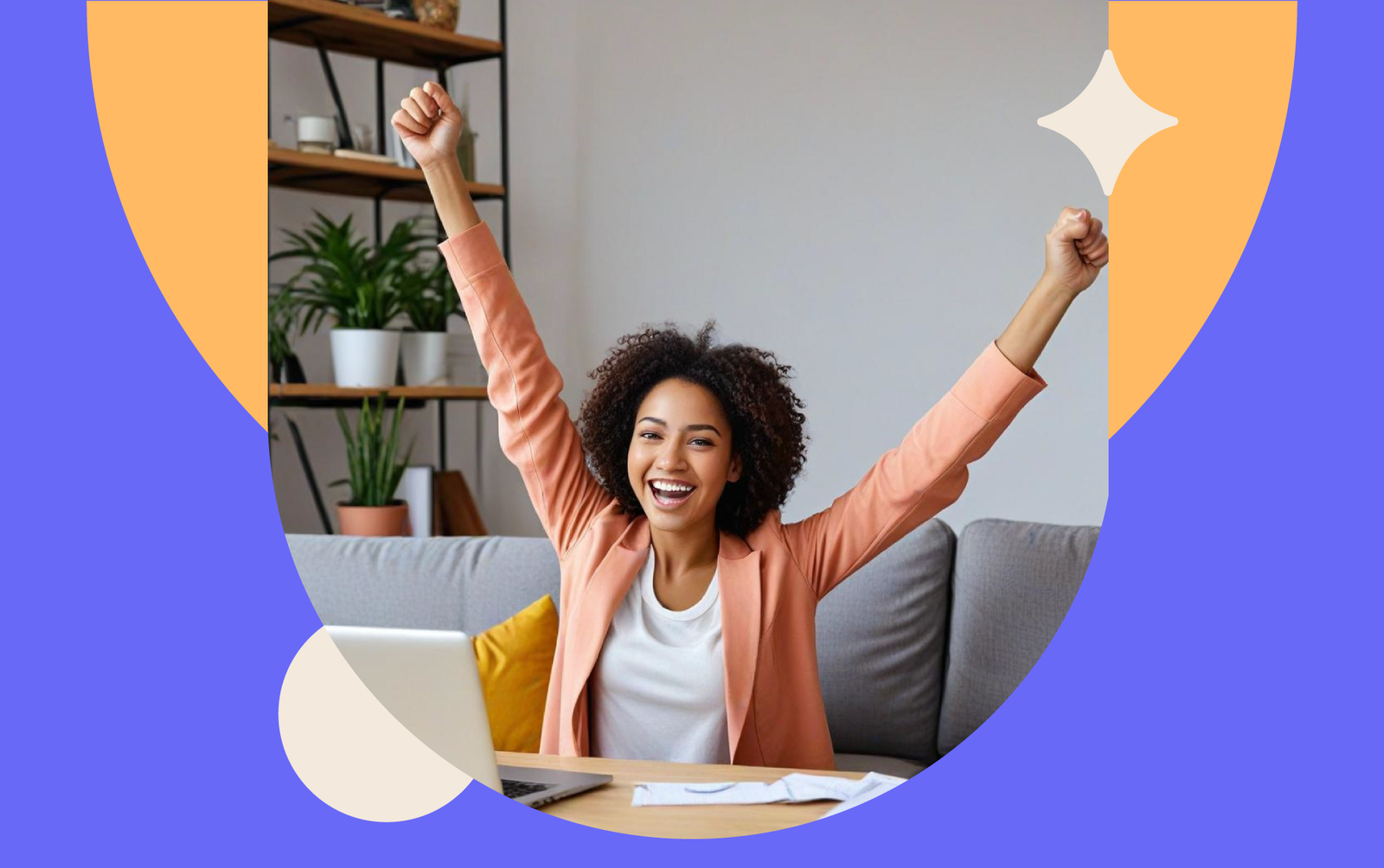 Ilustração de colaboradora feliz e engajada demonstrando a importância de um programa de bem-estar no trabalho