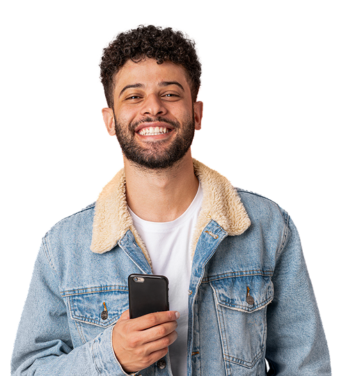 Homem sorridente ao lado de perguntas frequentes sobre o App Vidalink e seus benefícios.