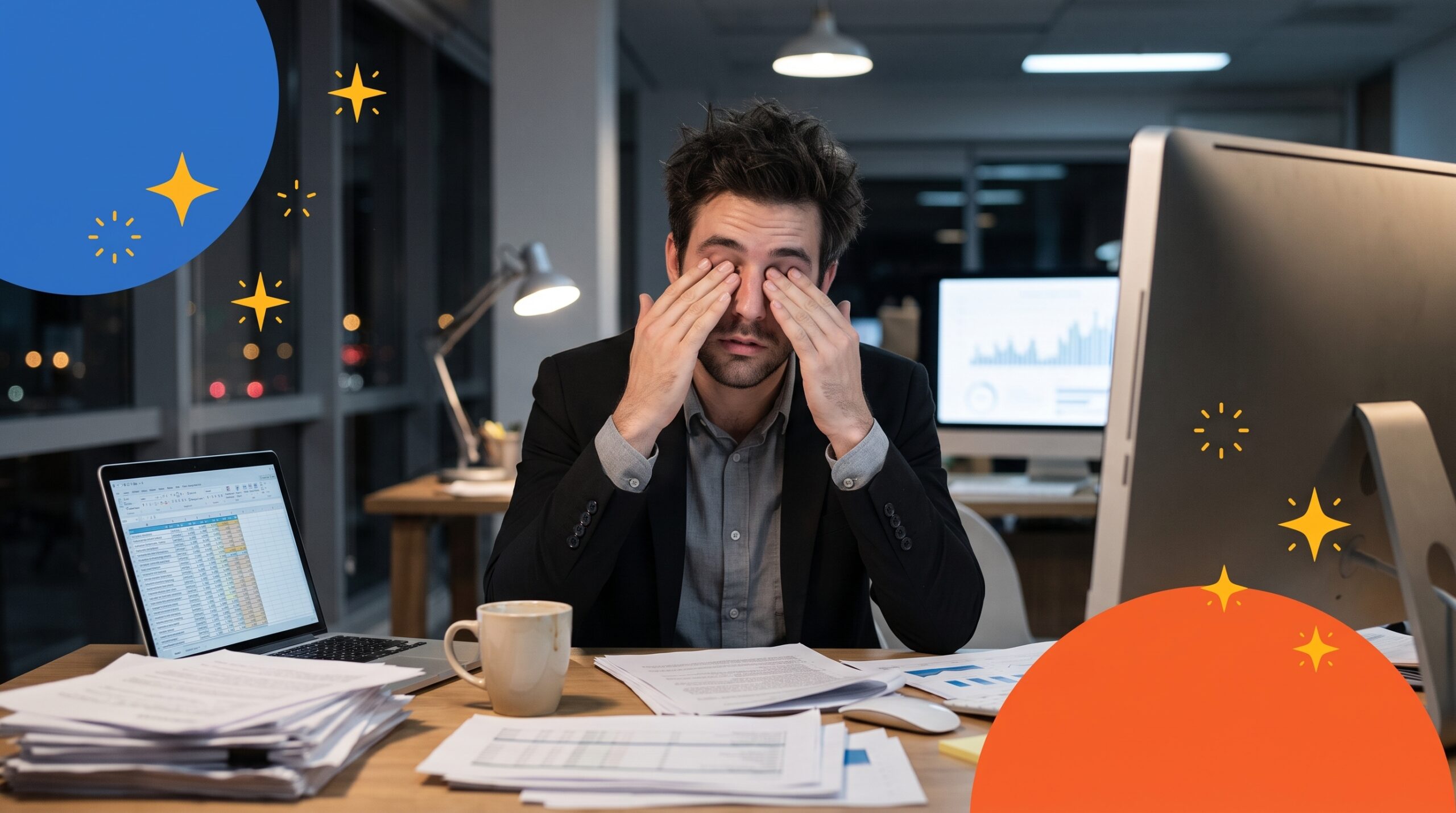 Profissional em ambiente de trabalho buscando informações sobre o burnout e sintomas de exaustão profissional.